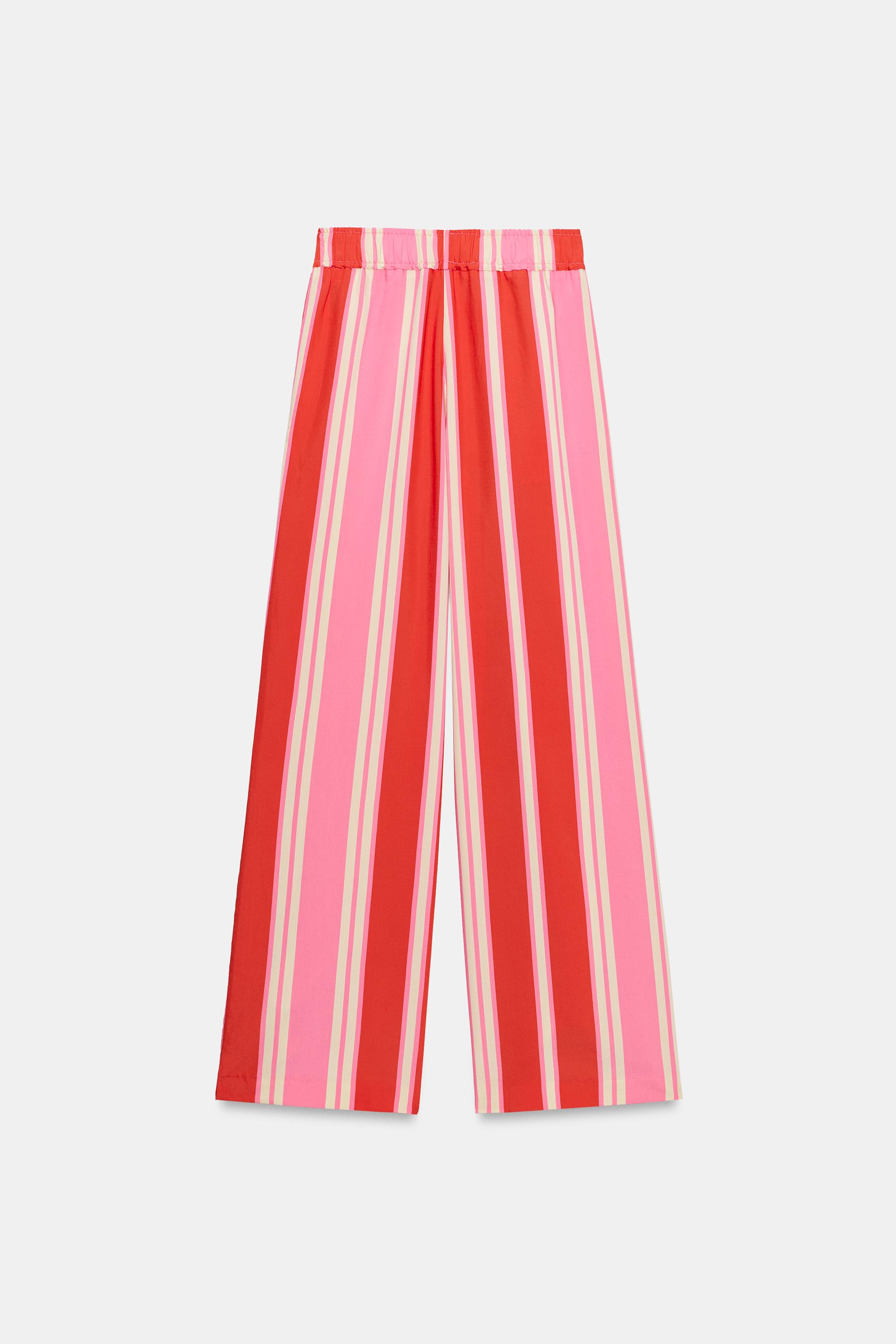 STRIPED WIDE LEG PANTS